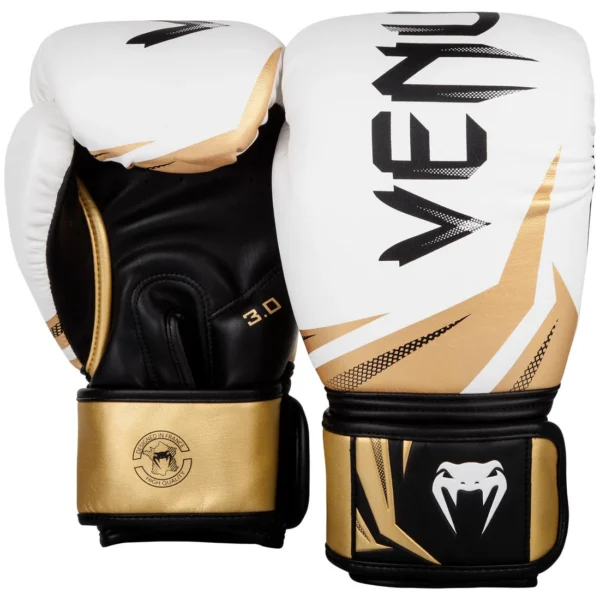 Gants de boxe Venum Challenger 3.0 – Blanc/Noir/Or Gants de boxe Venum Challenger 3.0 – Blanc/Noir/Or