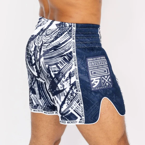 Short de Muay Thaï Wicked One Havoc – Navy/Blanc