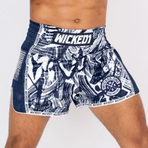 Short de Muay Thaï Wicked One Havoc – Navy/Blanc