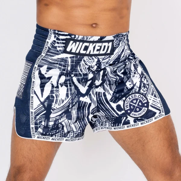 Short de Muay Thaï Wicked One Havoc – Navy/Blanc