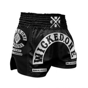 Short de Boxe Thaï Wicked One APACHE Noir/Blanc