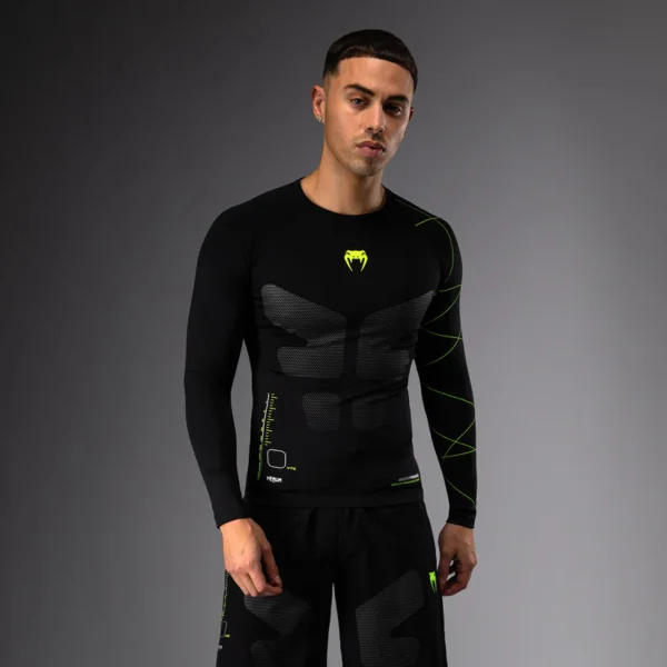 Rashguard Manches Longues Venum Training Camp 4.0 - Noir/Vert fluo