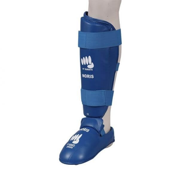 Proteges tibia pied karaté Noris homologué FFK - XXL, Bleu